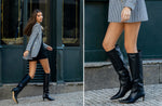 LONDON BLACK LEATHER KNEE HIGH BOOTS