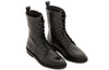 TANIA BLACK LEATHER MILITARY BOOTS