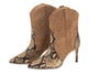 STEVIE CAMEL LEATHER AND SUEDE HIGH HEELS
